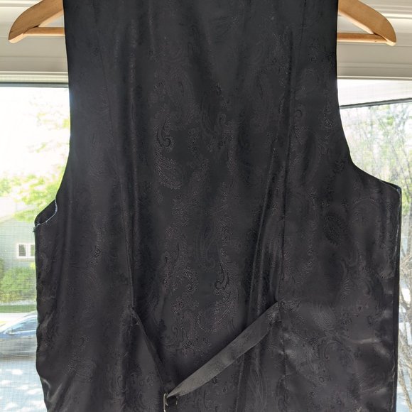 Black Pinstripe Le Chateau Vest/Waistcoat - Picture 2 of 2